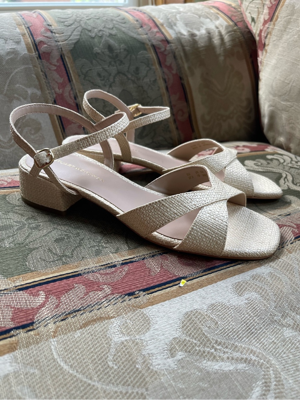 Stuart Weitzman Dayna 50 Block Heel Sandals In Raffia. Size 7 Women N15-17 - Picture 6 of 10